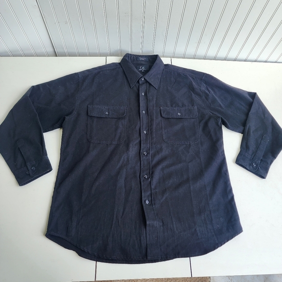 CC Cassini Collection Mens Faux Suede Shirt Button Down Single Needle Black XL - Picture 1 of 7